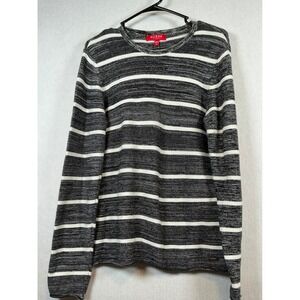 Guess Men's Striped Long Sleeve Sweater Shirt Size M Black White Cotton Blend